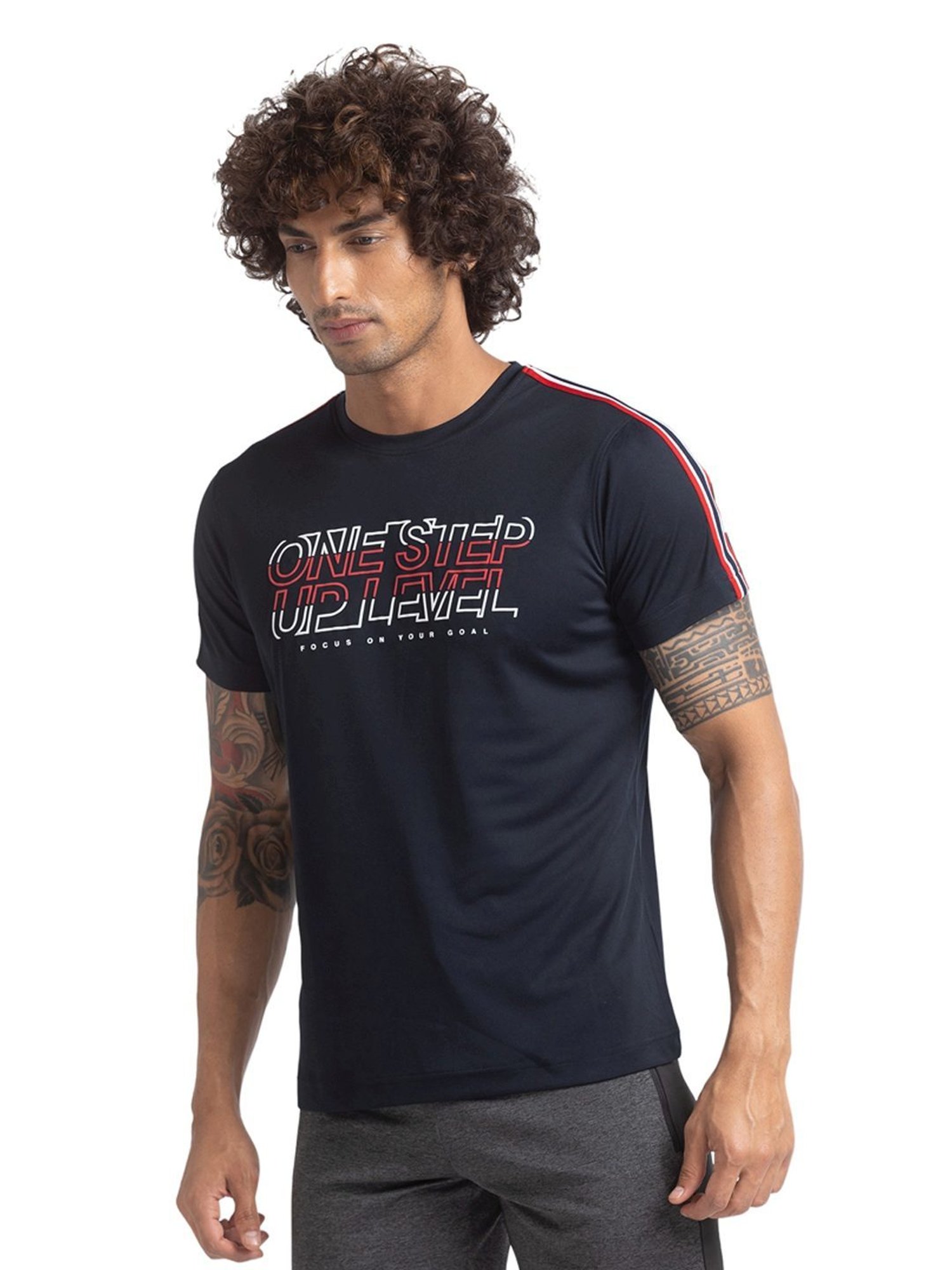 Parx Blue Regular Fit Printed T-Shirt
