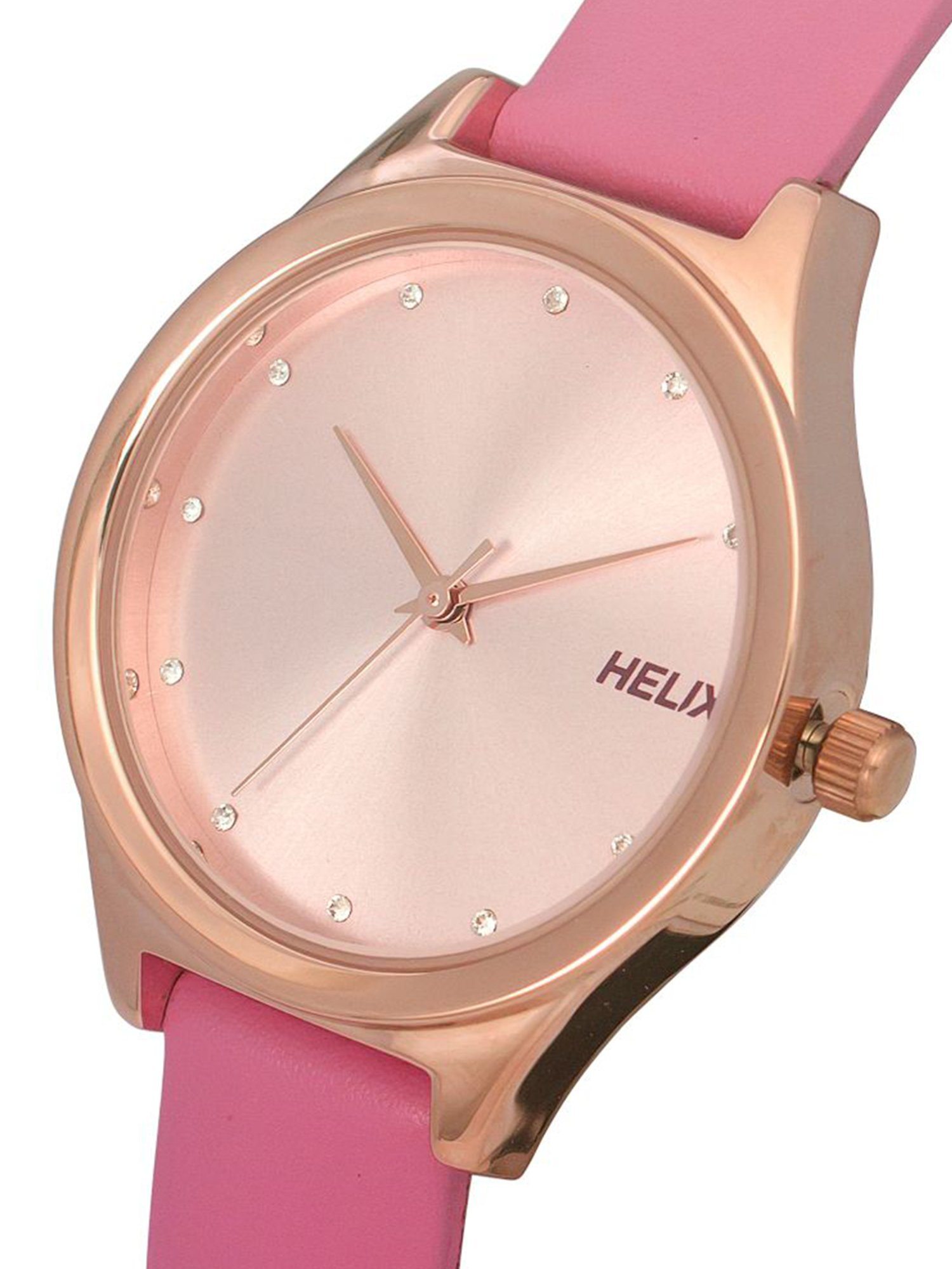 Helix By Timex Pink Round Dial Analog Leather Women Watch - TW049HL06