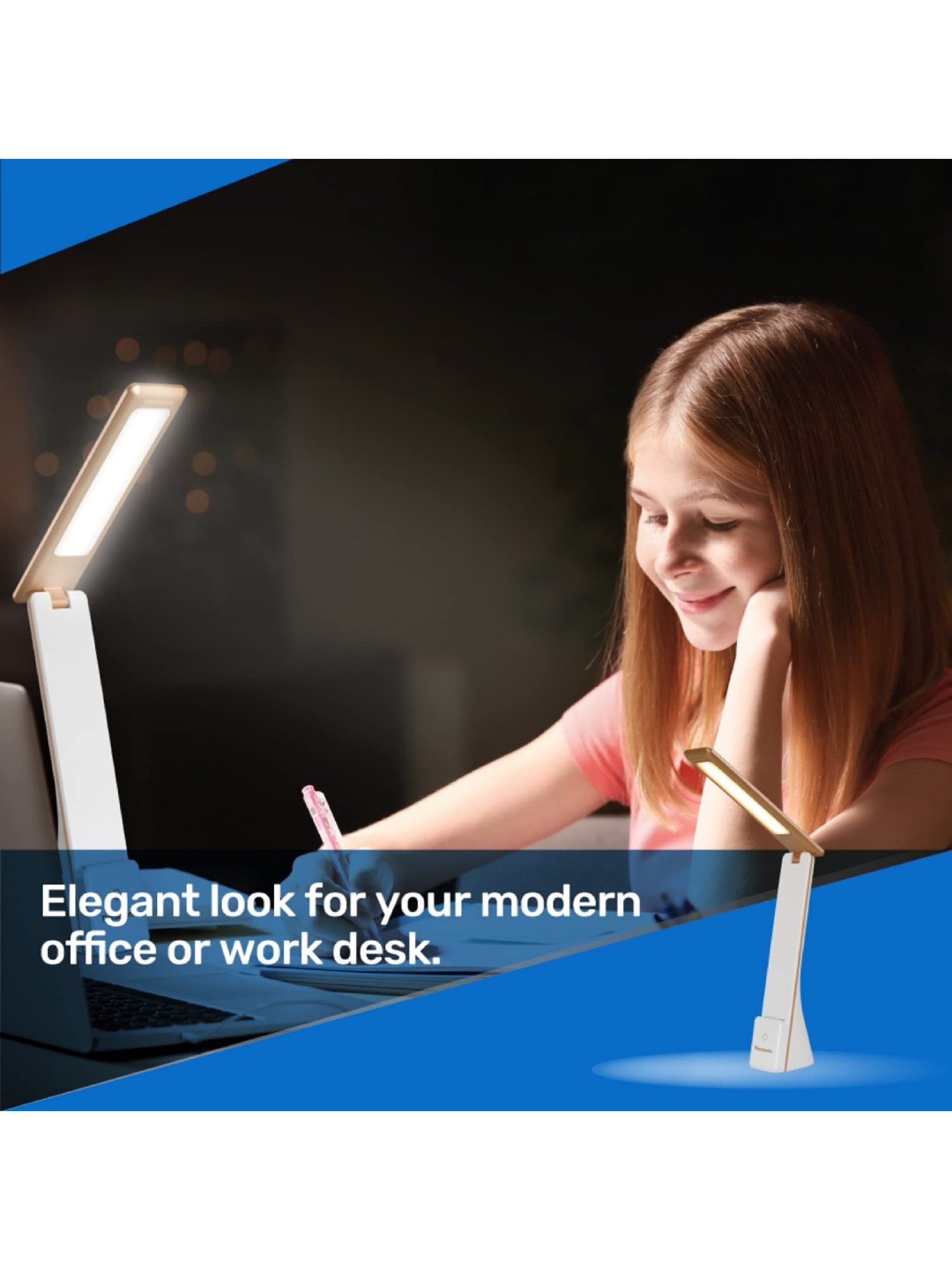 Panasonic PDEM03050WH 5W Desk Lamp with Pen Holder (Blue/White)