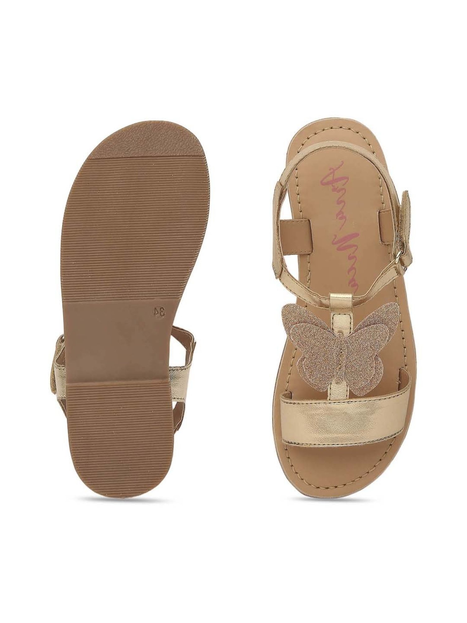 Aria Nica Kids Poppy Gold & Beige Casual Sandals