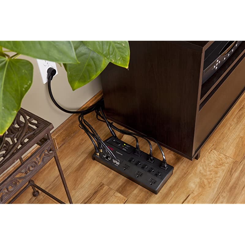 Surge Protector with Phone, Network Ethernet and Coaxial Protection, P11VNT3, 3020 Joules, 11 Outlet Surge Protector Power Strip Black