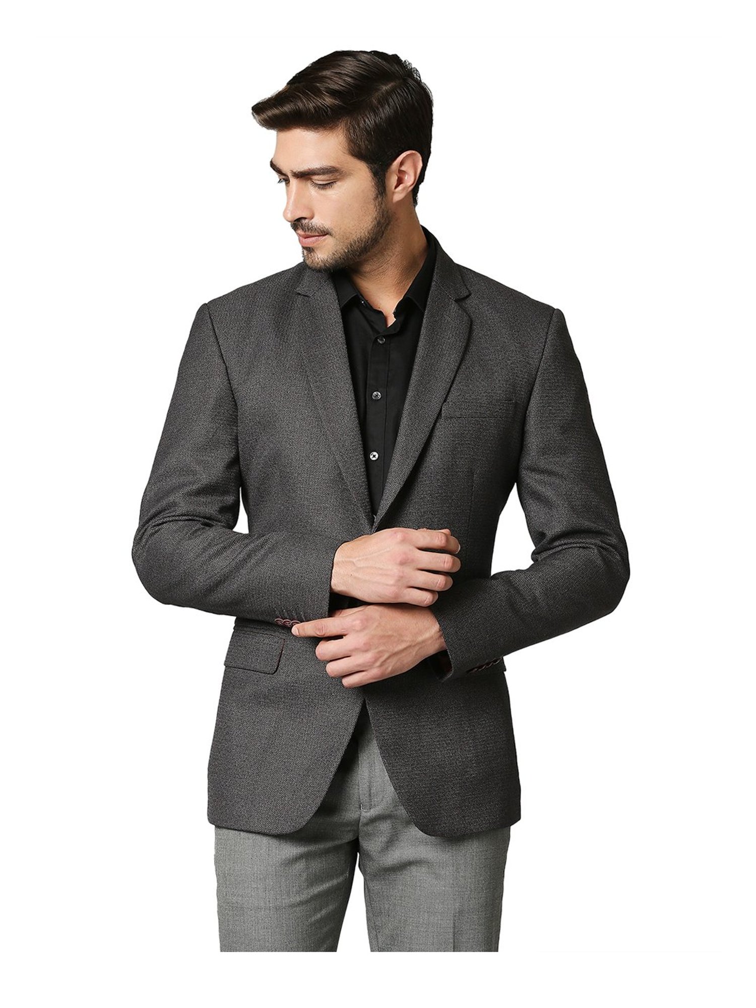 Raymond Dark Grey Textured Blazer