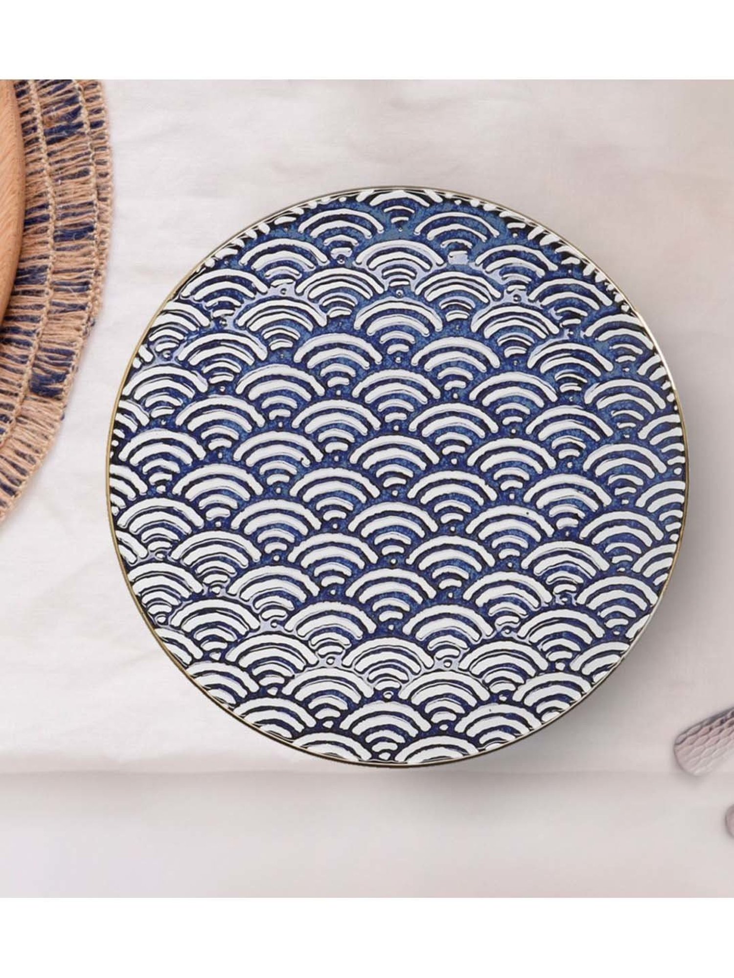 Mikasa Satori Blue Porcelain 22 cm Seigaiha Wave Side Plate