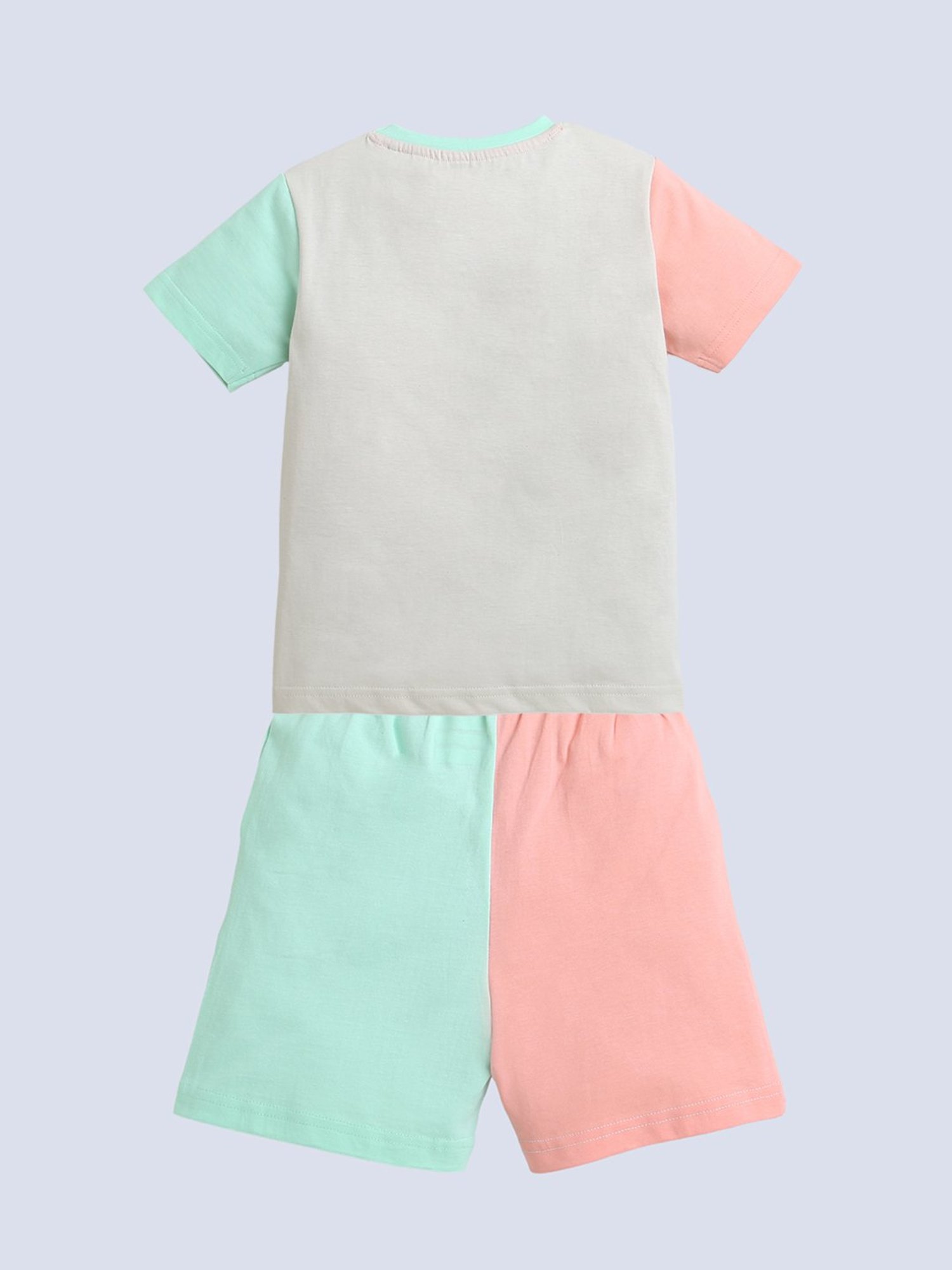 Bumzee Kids Multicolor Color Block T-Shirt with Shorts