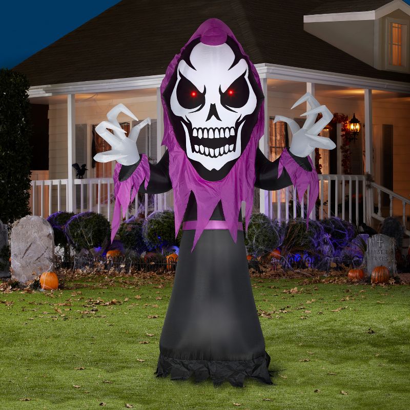 Gemmy Airblown Skeleton Reaper w/Red LED Eyes Giant, 10.5 ft Tall, Multicolored