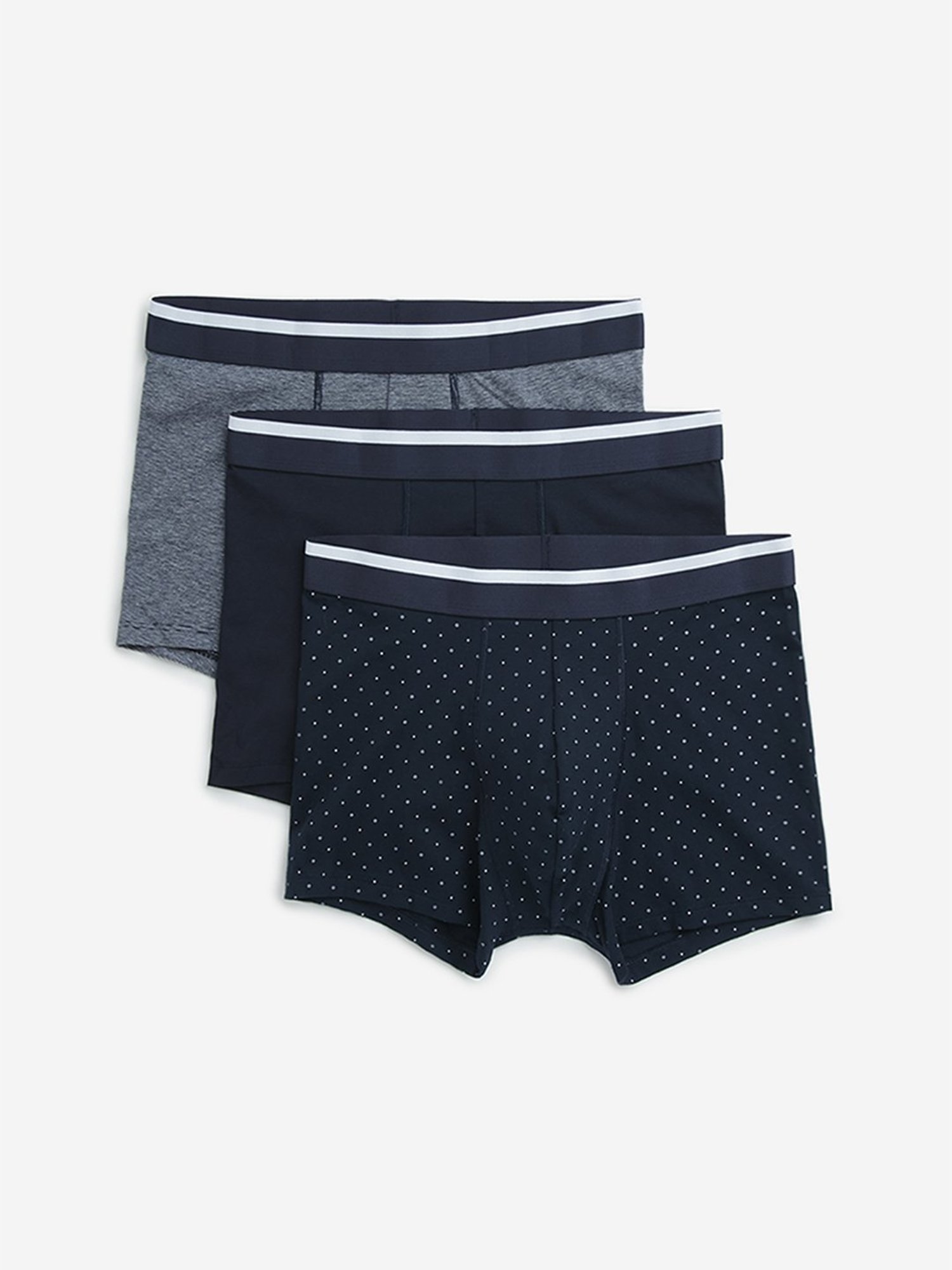 WES Lounge by Westside Navy Cotton Blend Trunks - Pack of 3