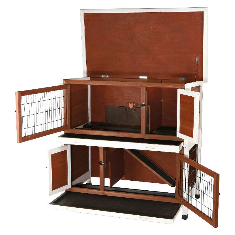 Trixie 2-Story Rabbit Hutch - Medium - Brown/White