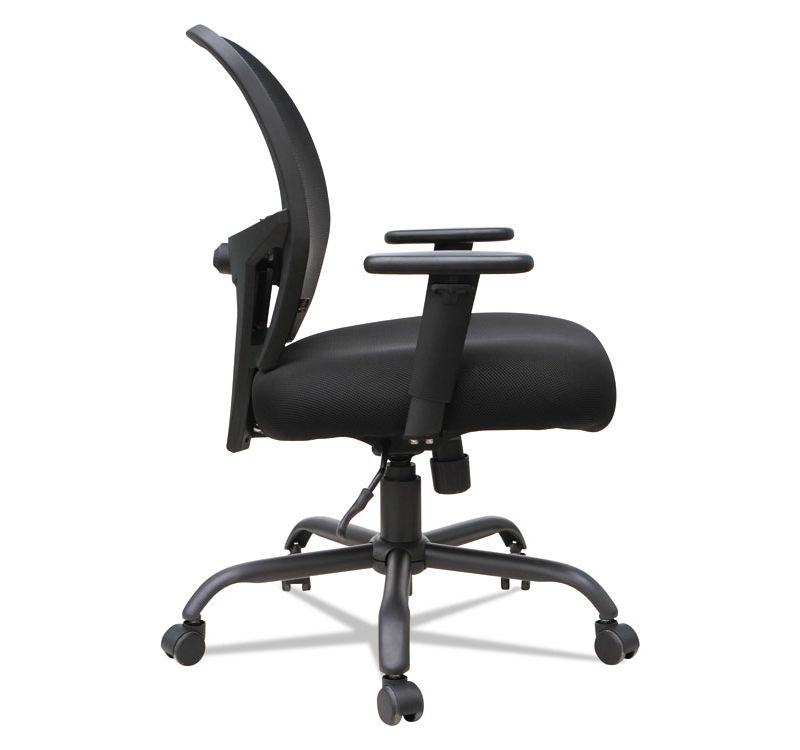 Mesh Sled Base Side Reception Chair with Flip Up Arms Black - Riverstone Furniture