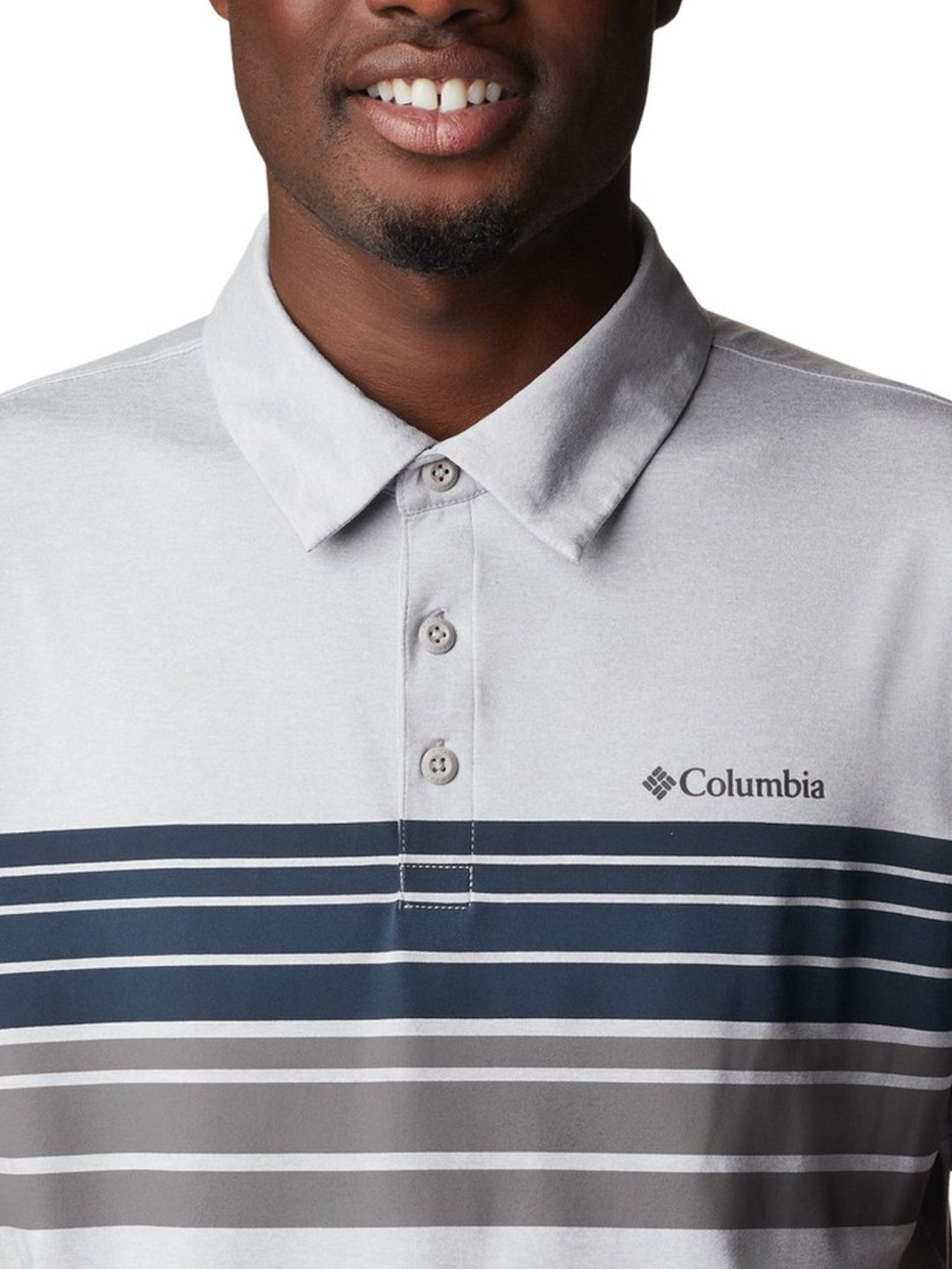 Columbia Men Grey Tech Trail Novelty Polo T-Shirt