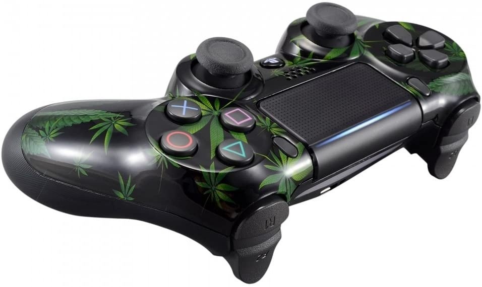 eXtremeRate Green Weeds Hydro Dipped Front Housing Shell Case, Faceplate Cover Replacement Kit for Playstation 4 PS4 Slim PS4 Pro Controller (CUH-ZCT2 JDM-040/050/055) - Controller NOT Included