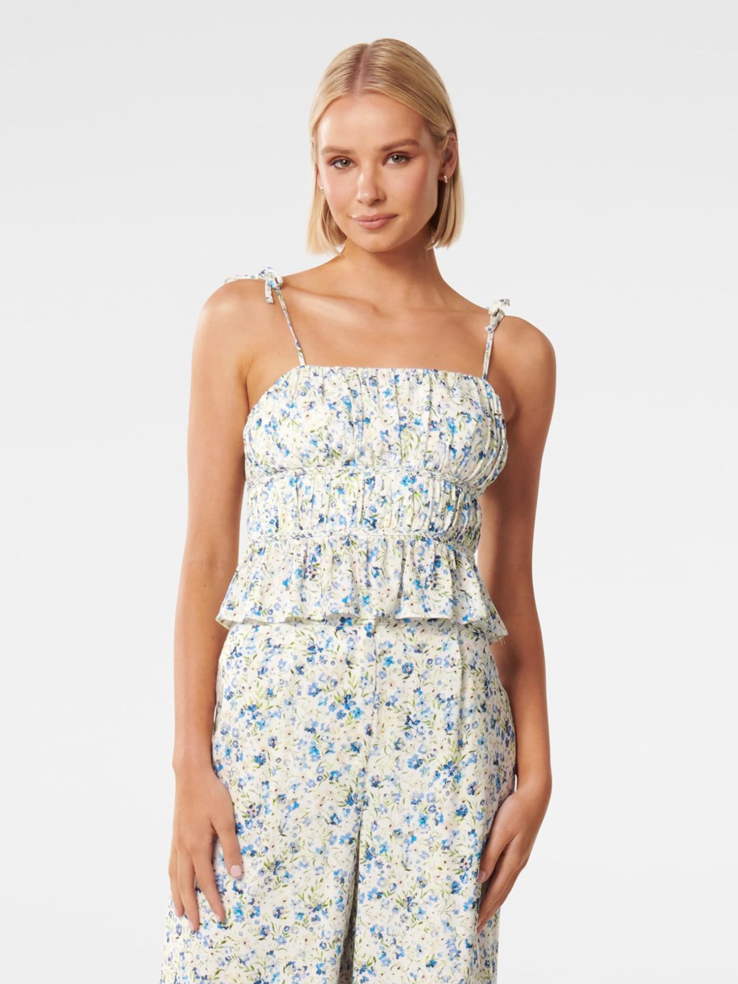 Forever New White Floral Print Top