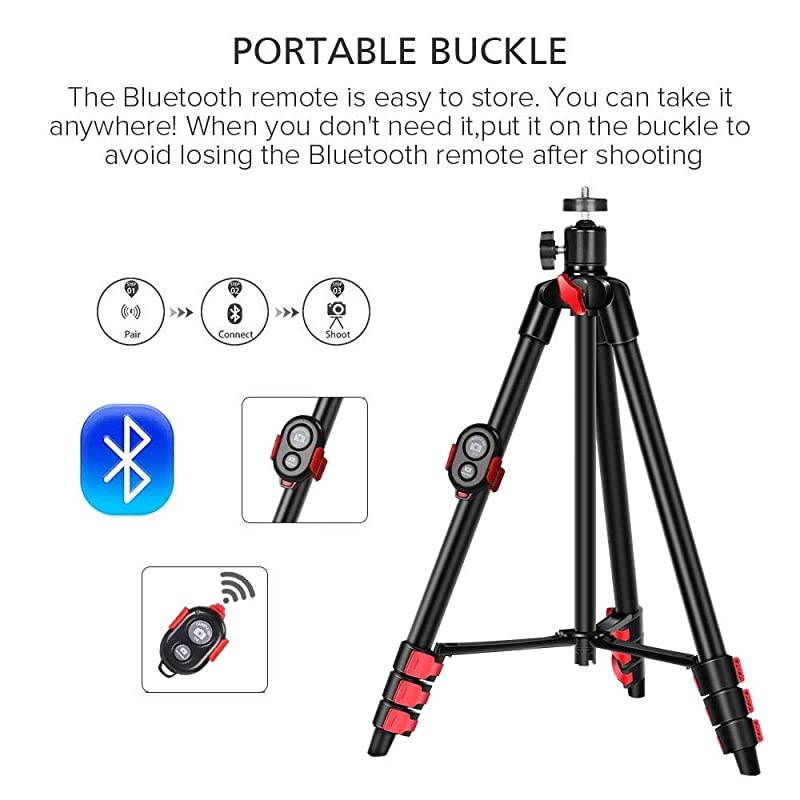 Phone Tripod Tripod for iPhone Camera Portable Lightweight Aluminum Tripod Stand with Universal Cell Phone Holder Carry Bag Remote Shutter for Phone Camera GoProLaser Measure Laser Level
