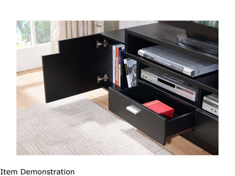Furniture of America Braswell Wood 72-Inch Multi-Storage TV Stand in Black