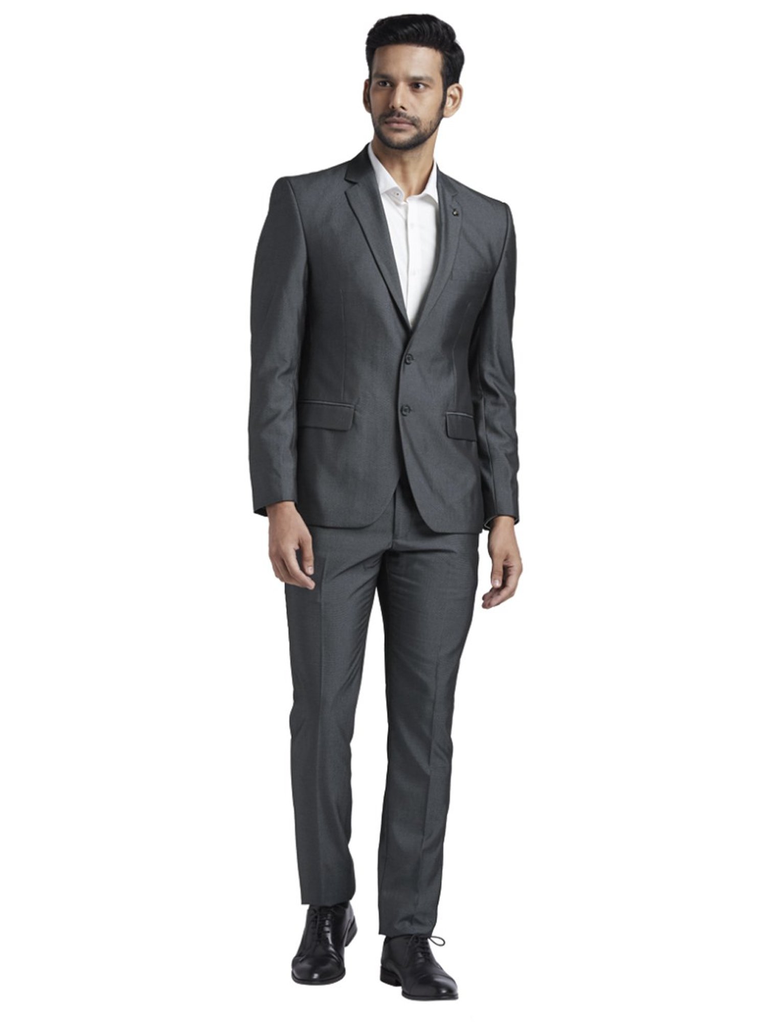 Parx Grey Regular Fit Two Piece Suit