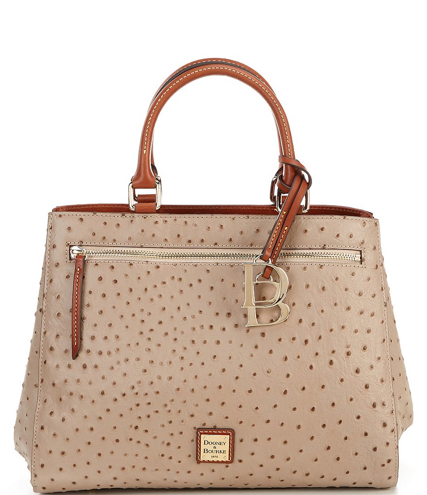 Dooney & Bourke Ostrich Collection Zip Satchel Bag