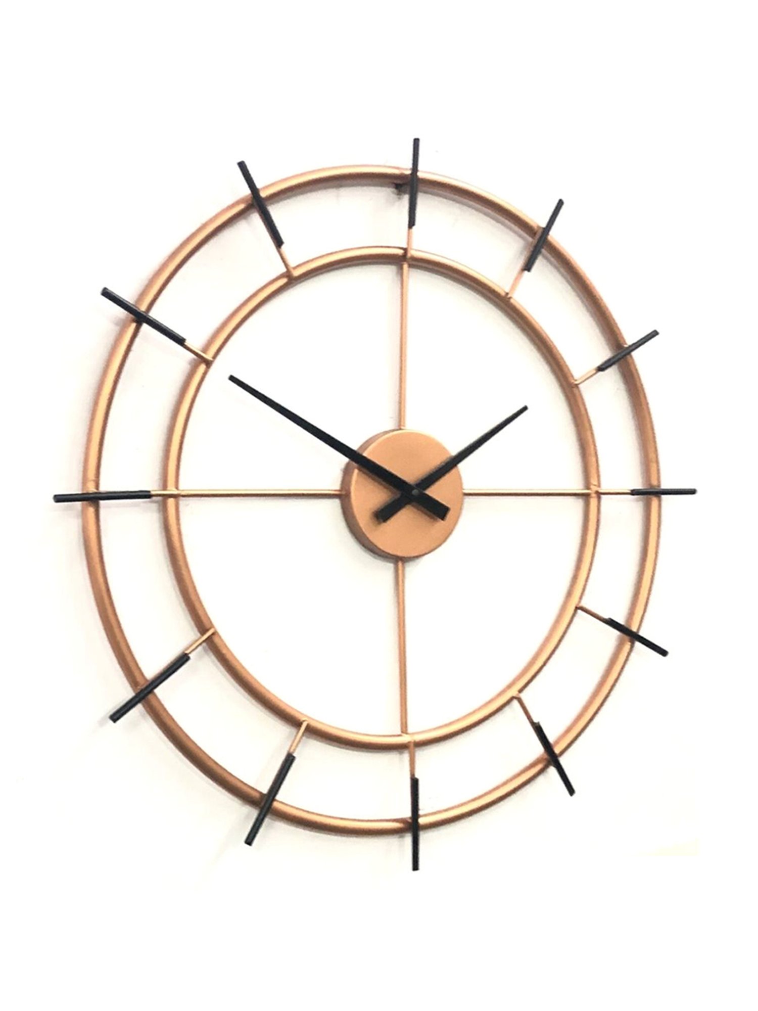 CHRONIKLE Elegant Round Copper Rose Gold Iron Wall Clock