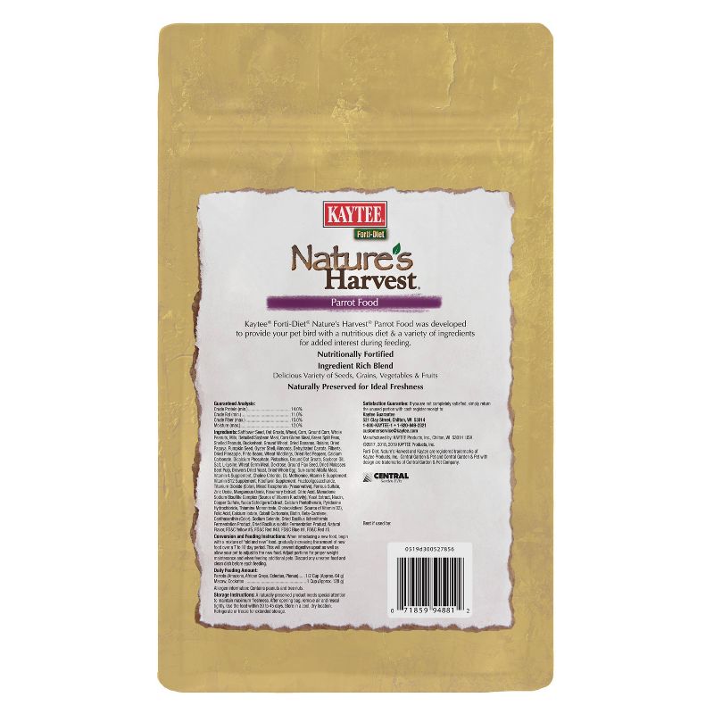 Kaytee Forti Diet Nature's Harvest Parrot - 4lbs