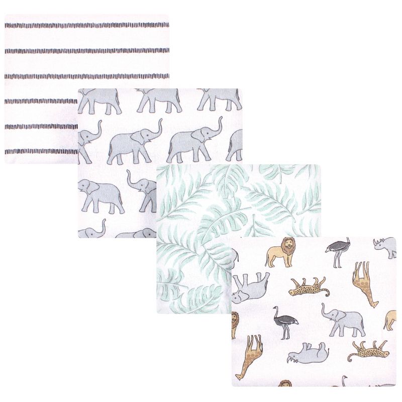 Hudson Baby Unisex Baby Cotton Flannel Receiving Blankets, Modern Neutral Safari, One Size