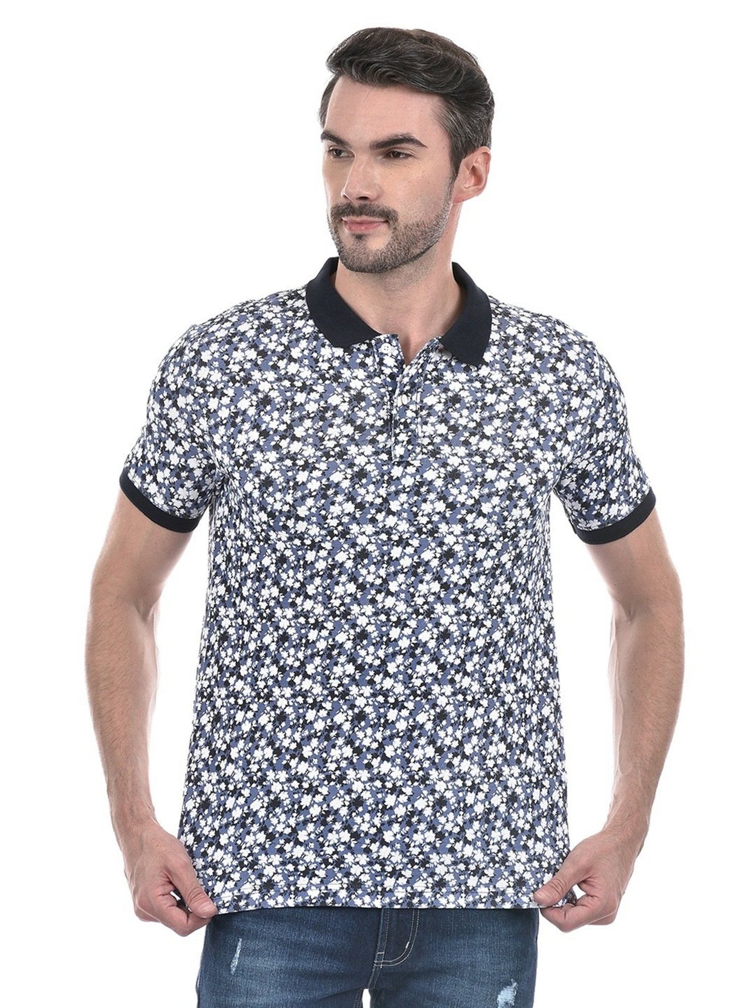 Numero Uno Multicolored Cotton Regular Fit Printed Polo T-Shirt