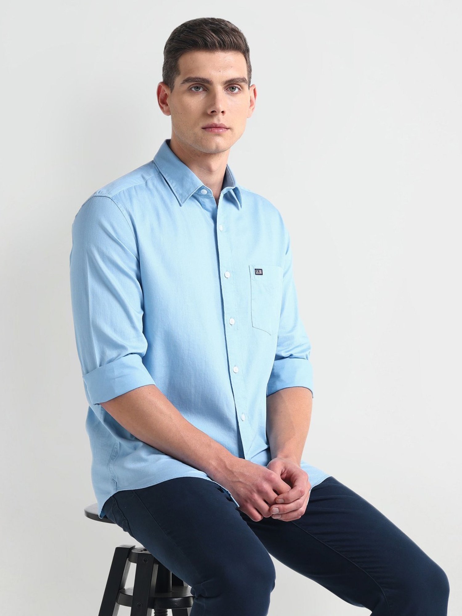 Arrow Sports Blue Cotton Slim Fit Shirt