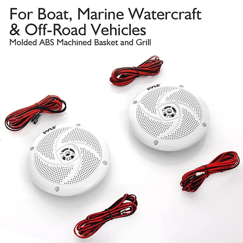 Marine Speakers - 5.25 Inch 2 Way Waterproof and Weather Resistant Outdoor Audio Stereo Sound System with LED Lights, 180 Watt Power and Low Profile Slim Style - 1 Pair - PLMRS53WL