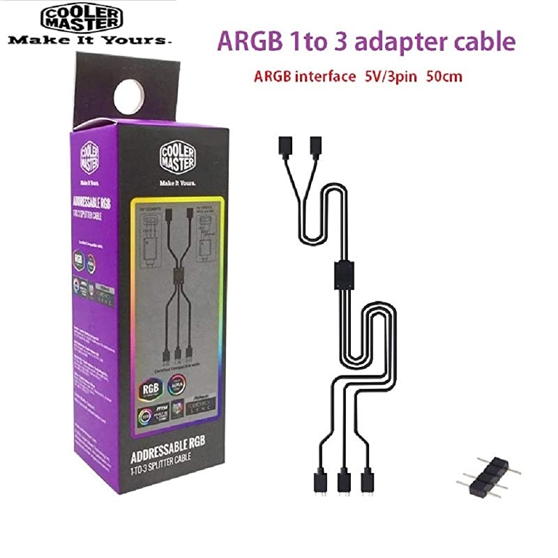 Master Addressable RGB 1to3 Splitter Cable 1 to 3 3PIN 5V RGB Fan Adapter Cable Compatible ARGB Extension for MSI ASUSARGB 1to3 Splitter