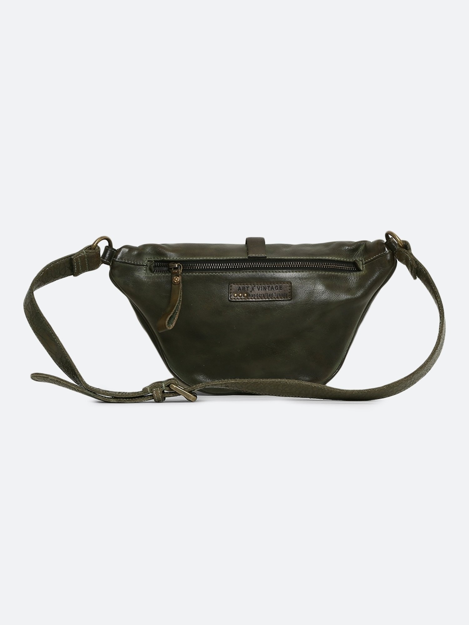Art N Vintage Biker Olive Leather Solid  Waist Pouch