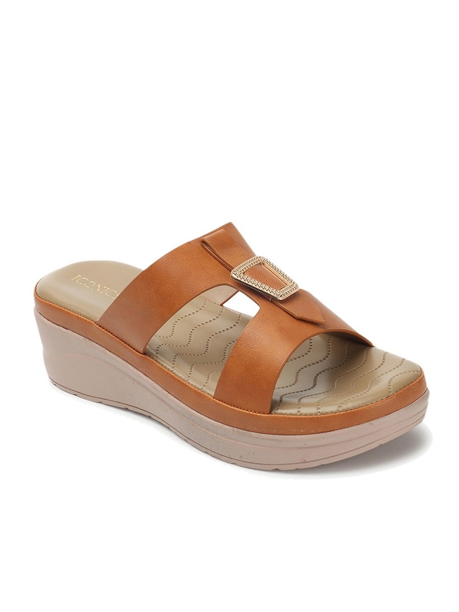Iconics Women's Tan Casual Wedges