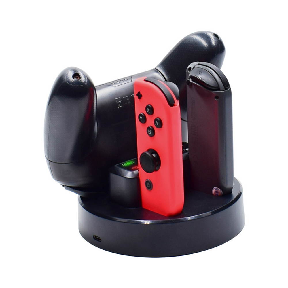 Nintendo Switch Charger Charging Station, 4 in 1 Nintendo Switch Joycon Controller Charger Charging Dock Stand with Type C Charging Cable