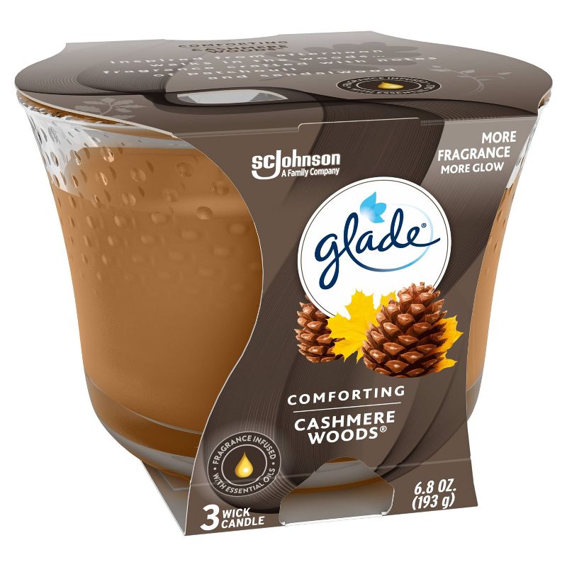 Glade Cashmere Woods 3-Wick Candle - 6.8oz