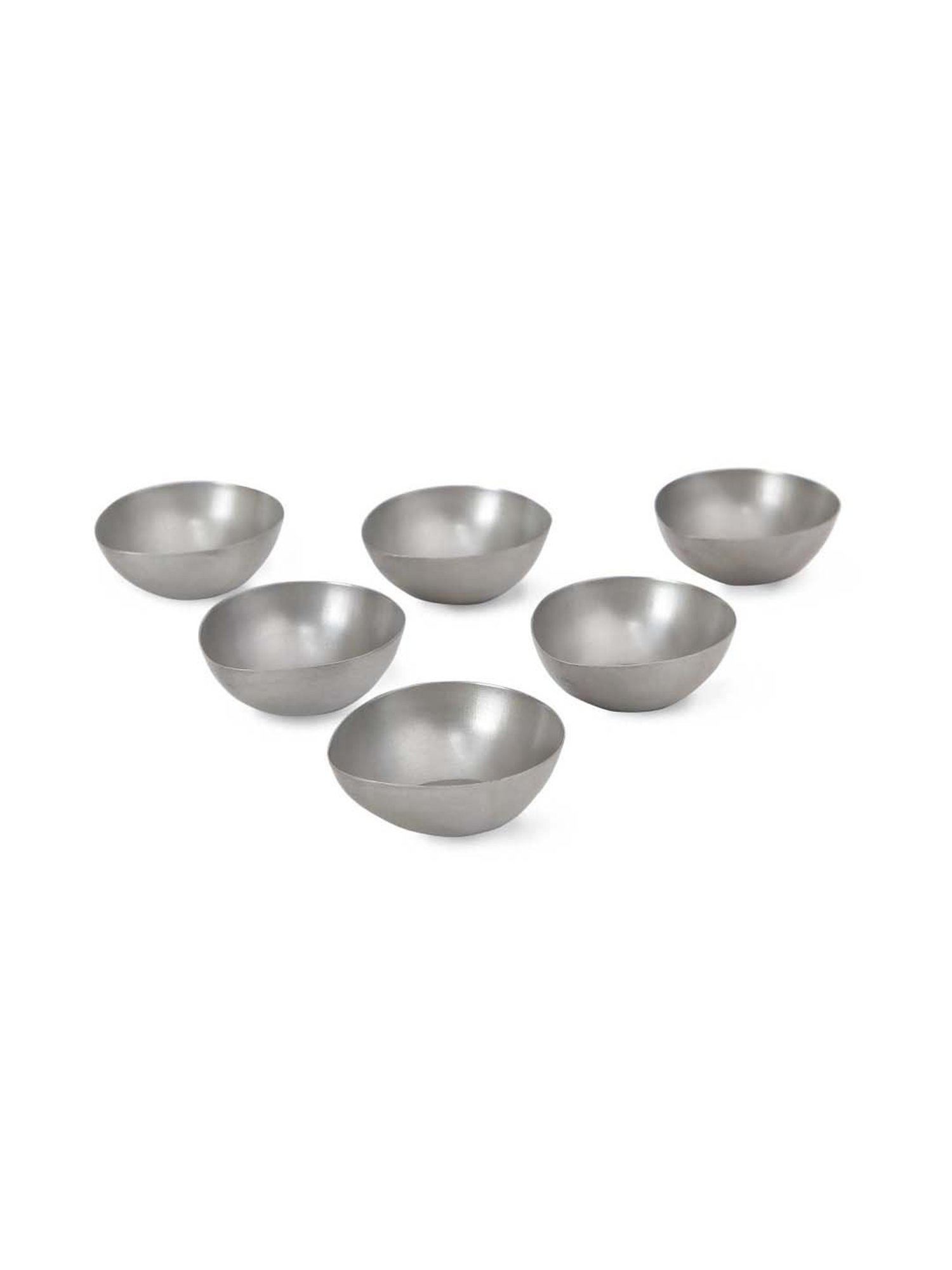 Home4U Silver Iron 6 cm Jagmag Diya - Set of 6