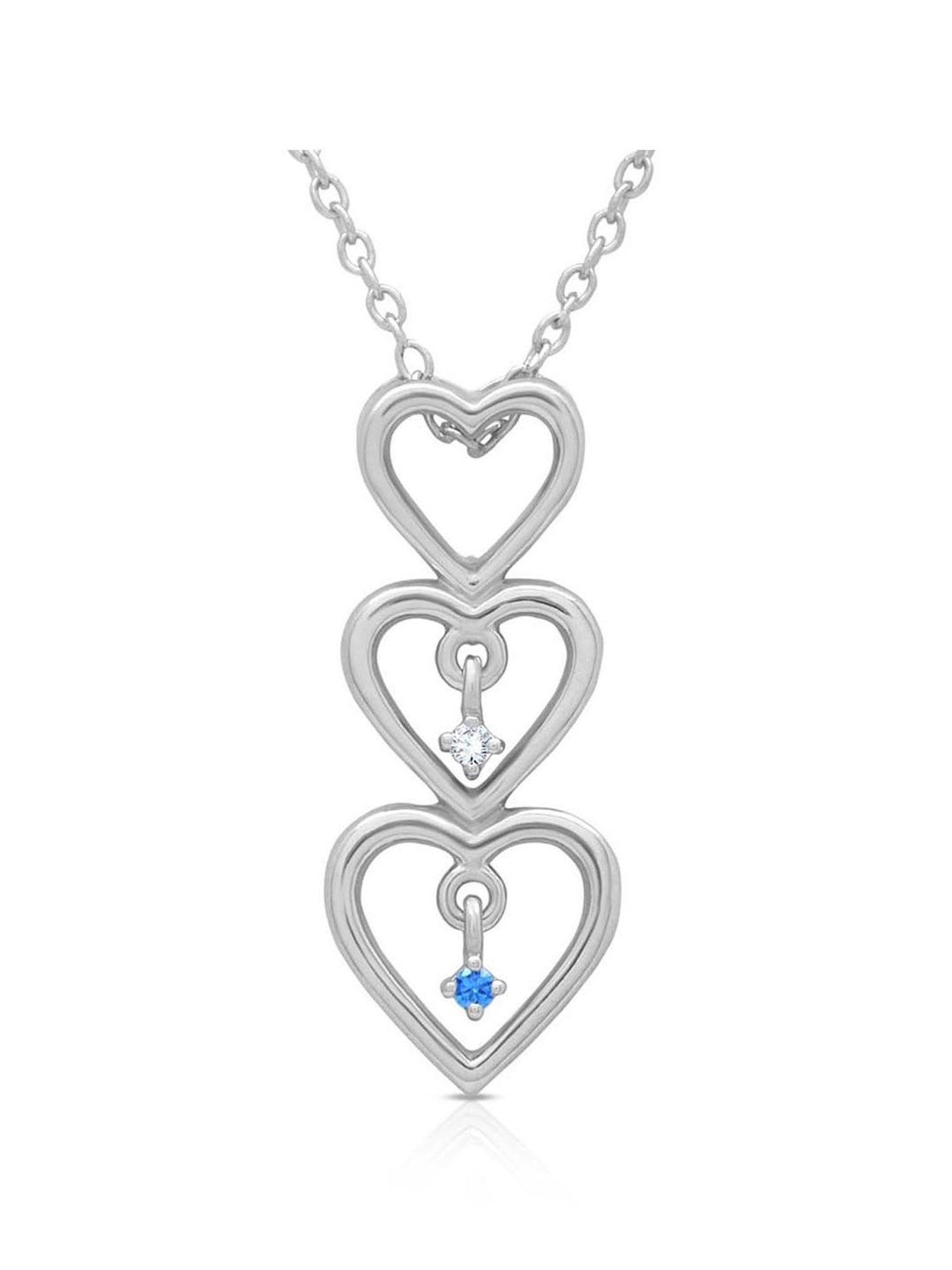 Anayra 92.5 Sterling Silver Heart Pendant with Chain for Women