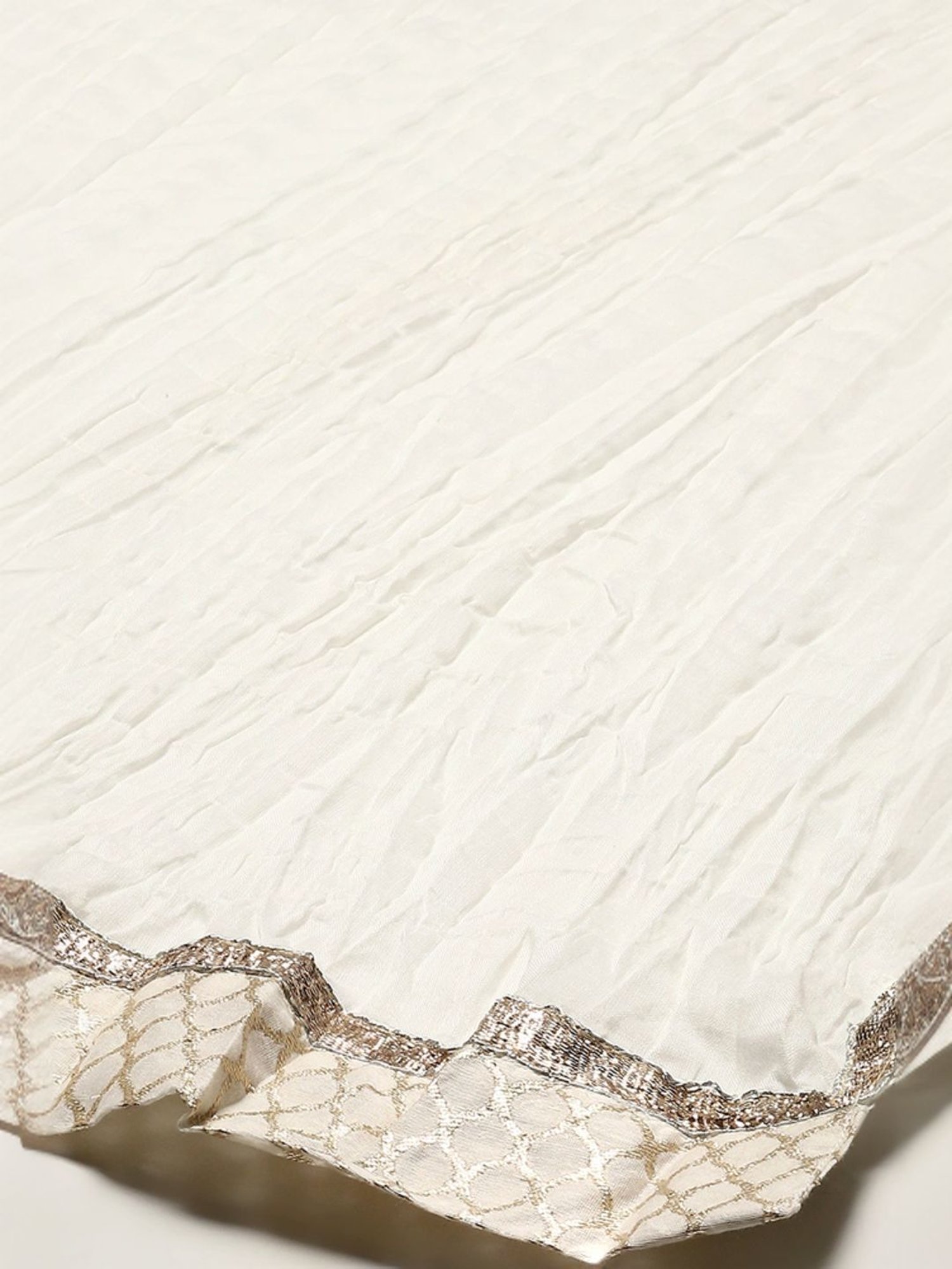 Biba Off-White Cotton Embroidered Kurta Skirt Set With Dupatta