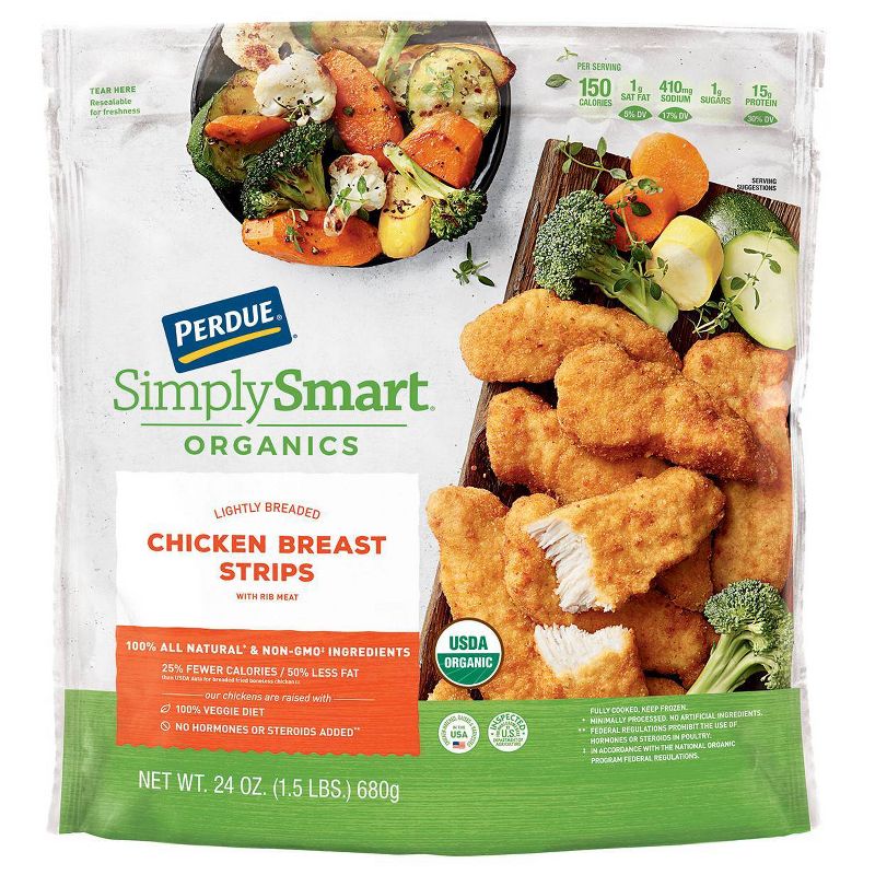 Perdue Simply Smart Organics Lightly Breaded Chicken Breast Strips - Frozen - 24oz