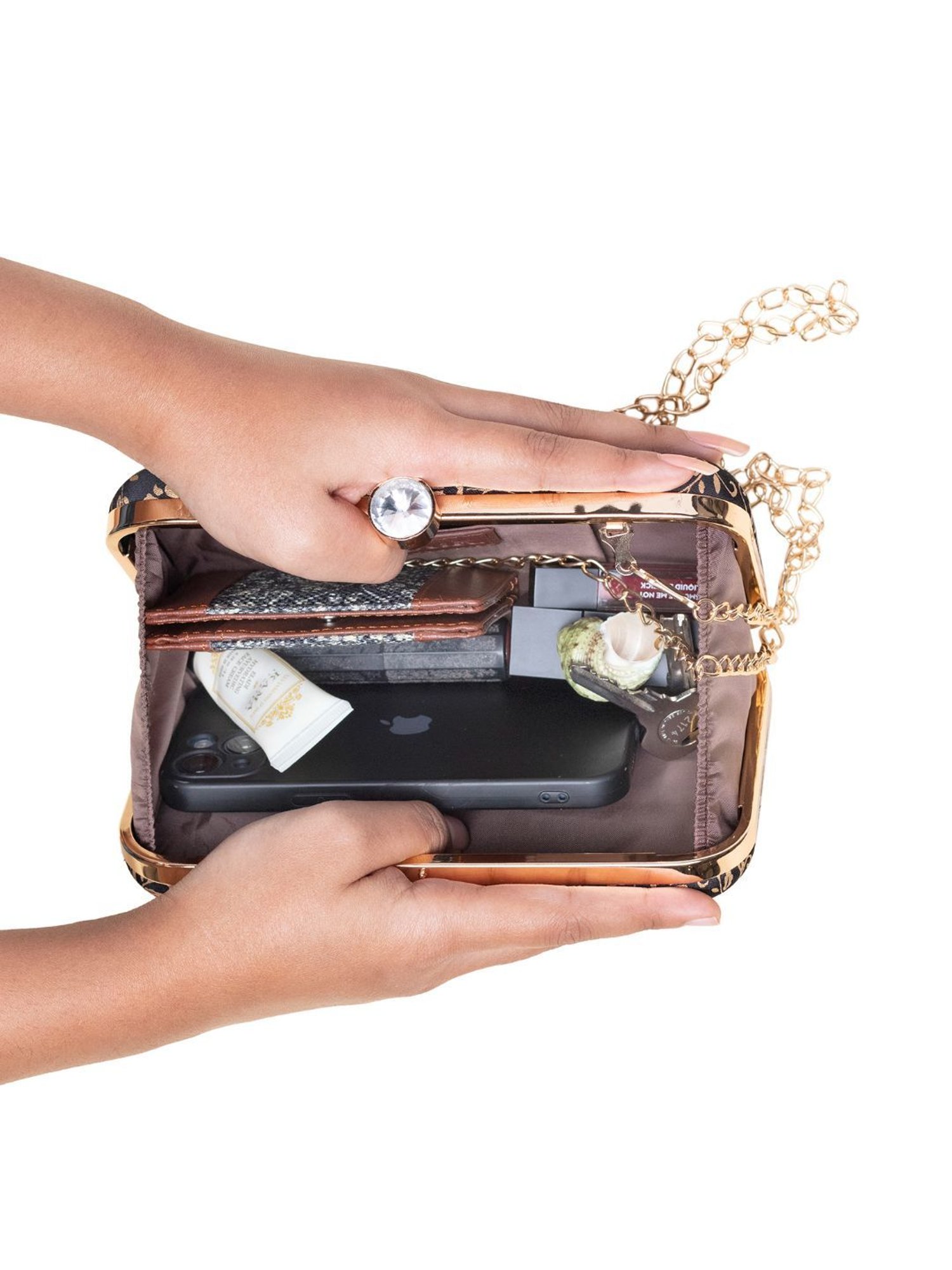 ZOUK Black Floral Small Clutch