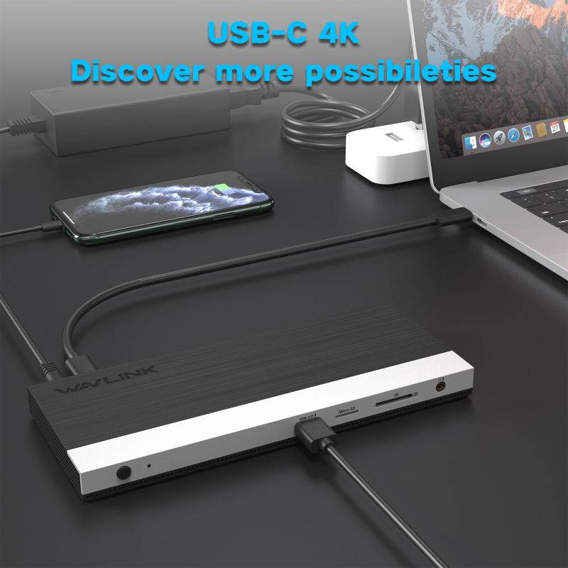 WAVLINK USB C Docking Station,13 in 1 Multiport USB C Adapter Triple Display for MacOS and Windows,USB C Hub with 2 HDMI 4K, DisplayPort, 4 USB, 87W PD, Gigabit Ethernet, SD/TF Card Reader, Mic/Audio