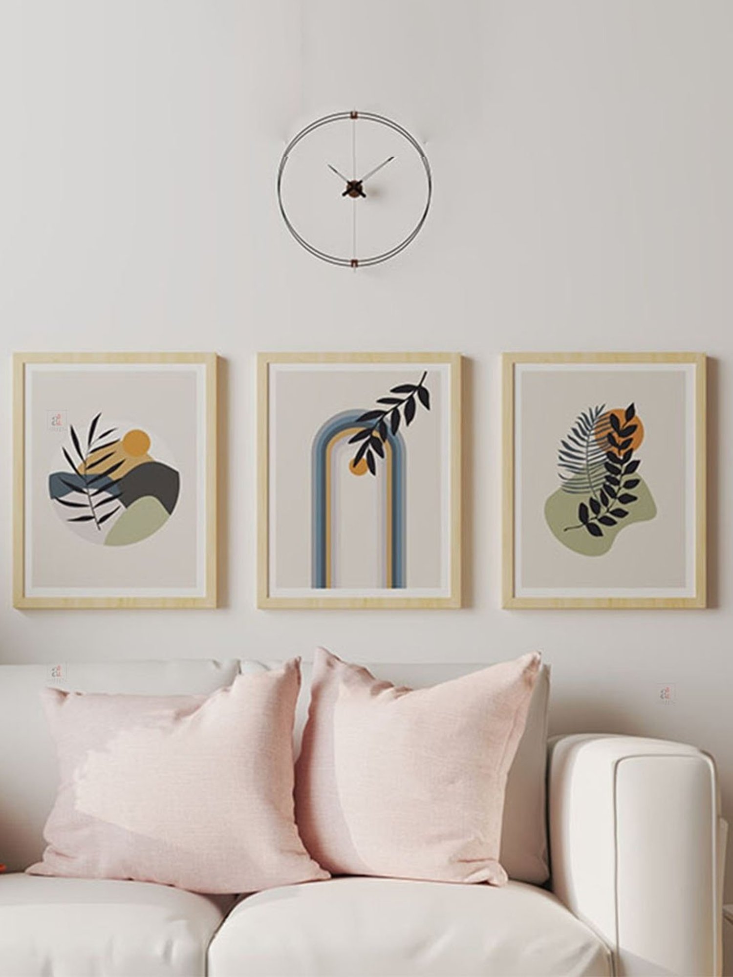 Art Street Multicolor Engineered Wood Abstract Botanical Boho Wall Paintings - Set of 3