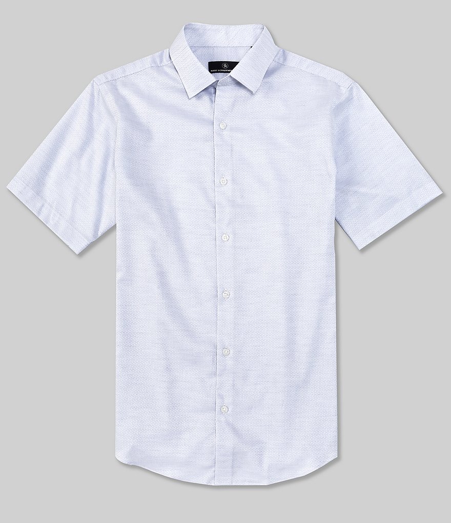 Hart Schaffner Marx Short Sleeve Diamond Dobby Shirt-Tail Sportshirt