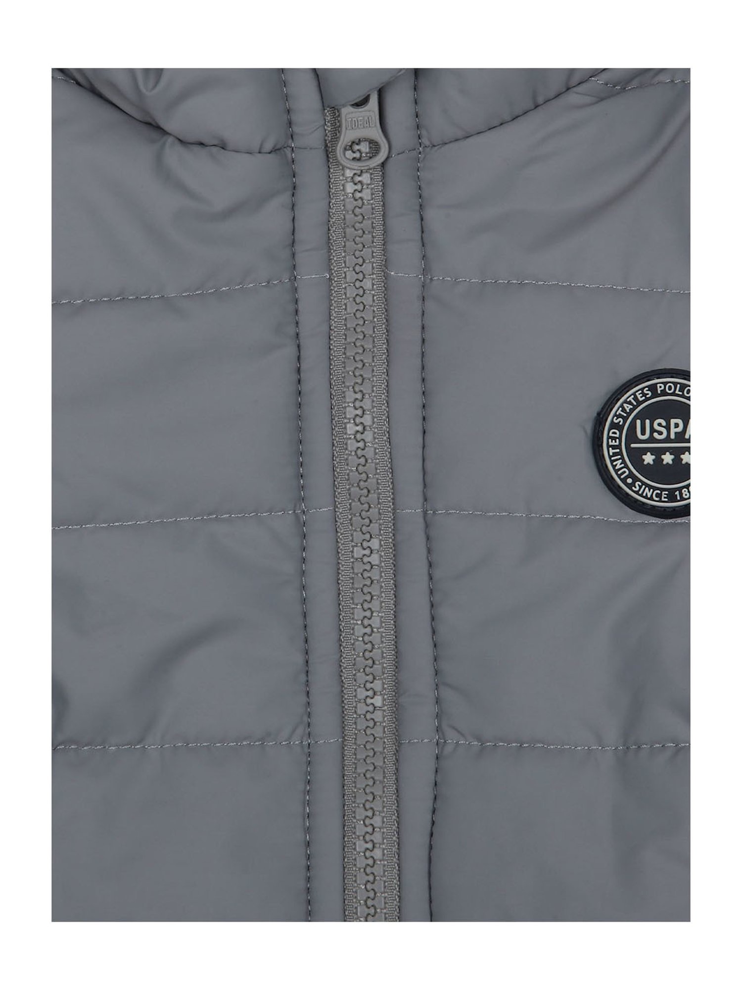 U.S. Polo Assn. Kids Light Grey Solid Full Sleeves Puffer Jacket