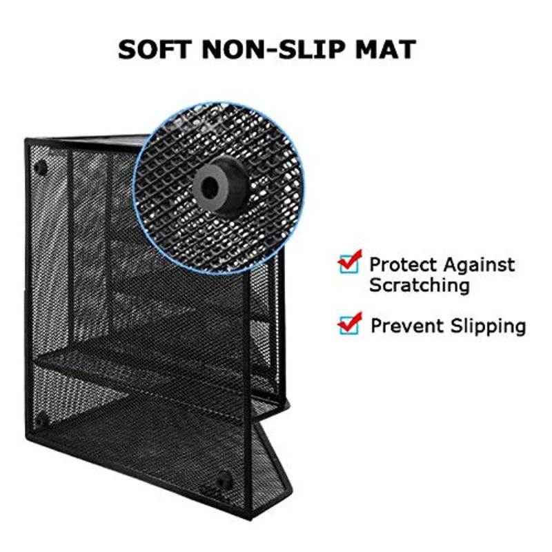 Bonsaii Mesh Desk Organizers with Pen Holder, Office Supplies Desk Accessories with 8 Compartments for Home and School, Black (W6002)