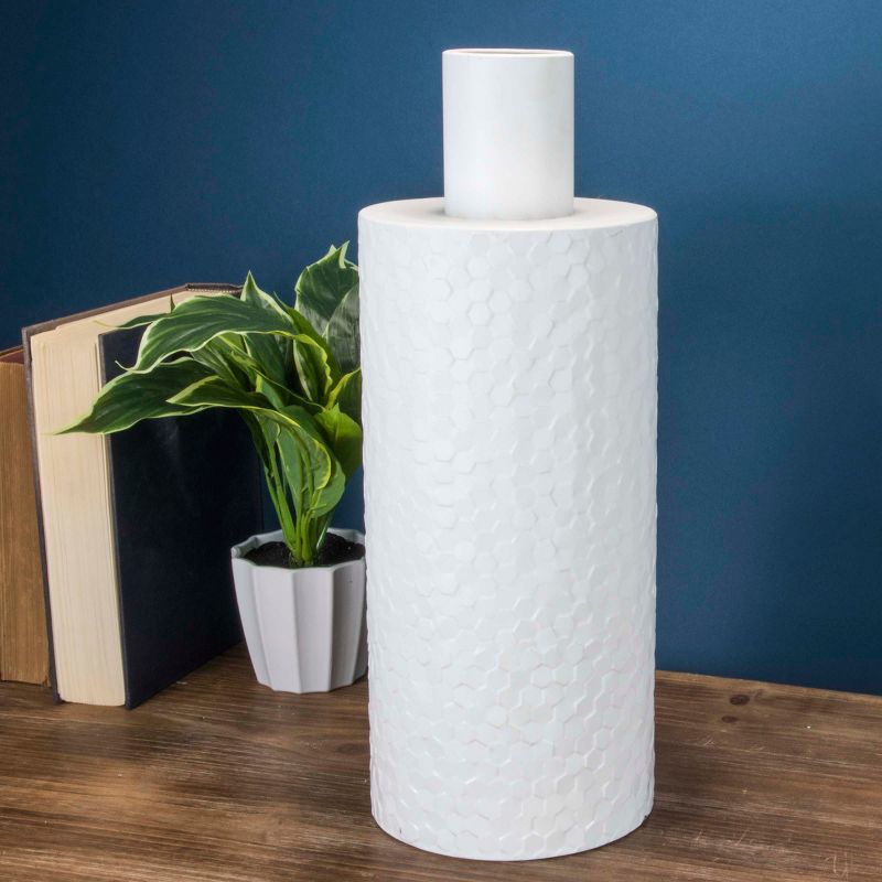 White Patterned Metal Decorative Vase - Foreside Home & Garden
