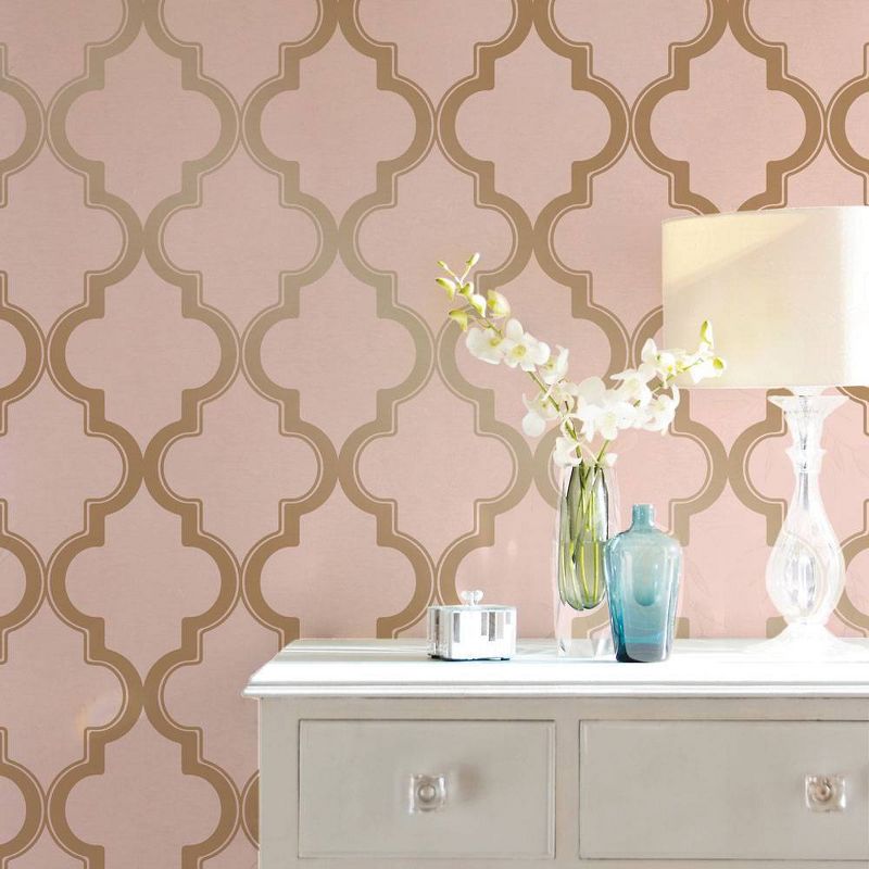 Tempaper Marrakesh Self-Adhesive Removable Wallpaper Pink/Gold