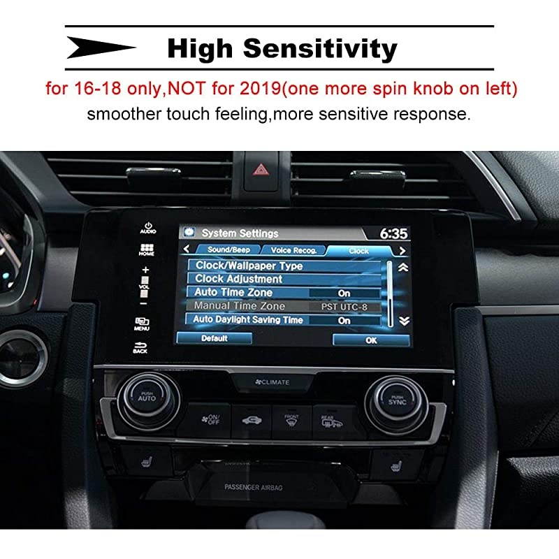 Navigation Screen Protector for 2016 2017 2018 Honda Civic 10 Generation 1618NOT fit 19 Tempered Glass Protective Film for Honda Civic Si Type R Hatchback Touring EX EXL EXT