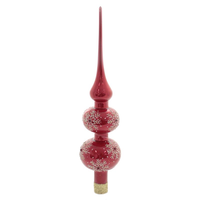 Tree Topper Finial 13.0" Red Snowflake Tree Topper Snow Christmas Finial  -  Tree Toppers