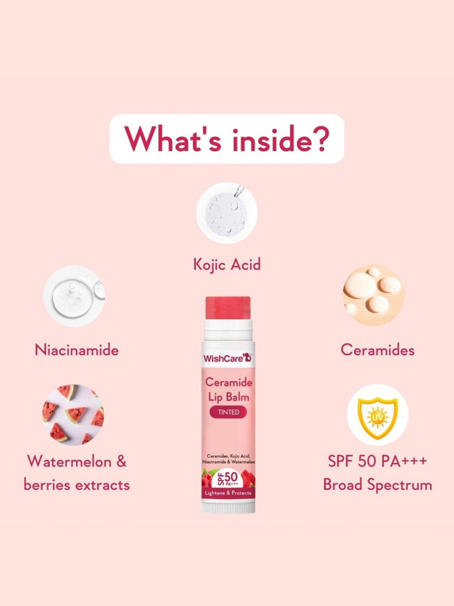 Wishcare Tinted Ceramide Lip Balm SPF 50 PA+++ - 5 gm