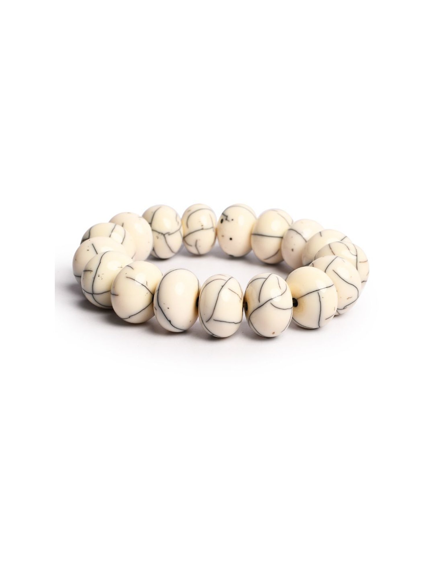 IMLI STREET White Artificial Beaded Stretchable Bracelet for Women