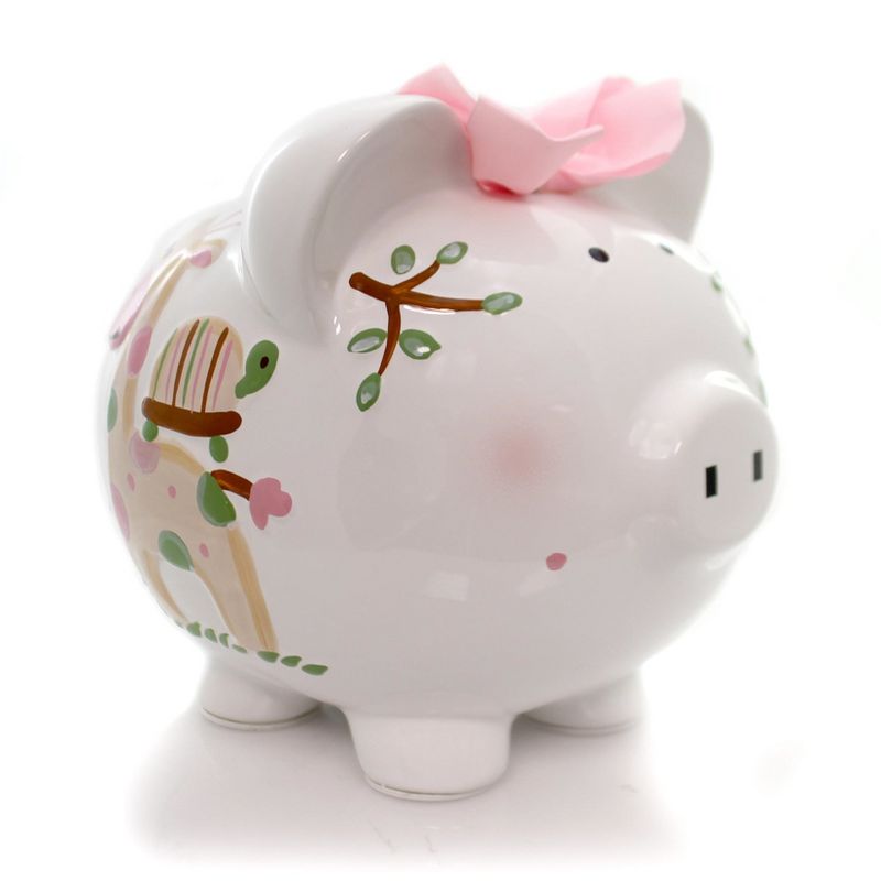 Bank 7.75" Pink Tropical Punch Piggy Giraffe Turtle Monkey  -  Decorative Banks