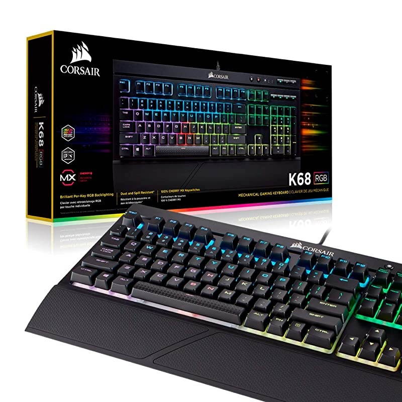 K68 RGB Mechanical Gaming Keyboard, Backlit RGB LED, Dust and Spill Resistant - Linear & Quiet - Cherry MX Red