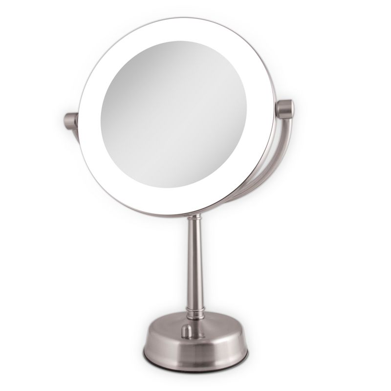 Zadro Fluorescent Lighted Mirror, Adjustable, Infinity Dimmer, 10X / 1X Power - Satin Nickel