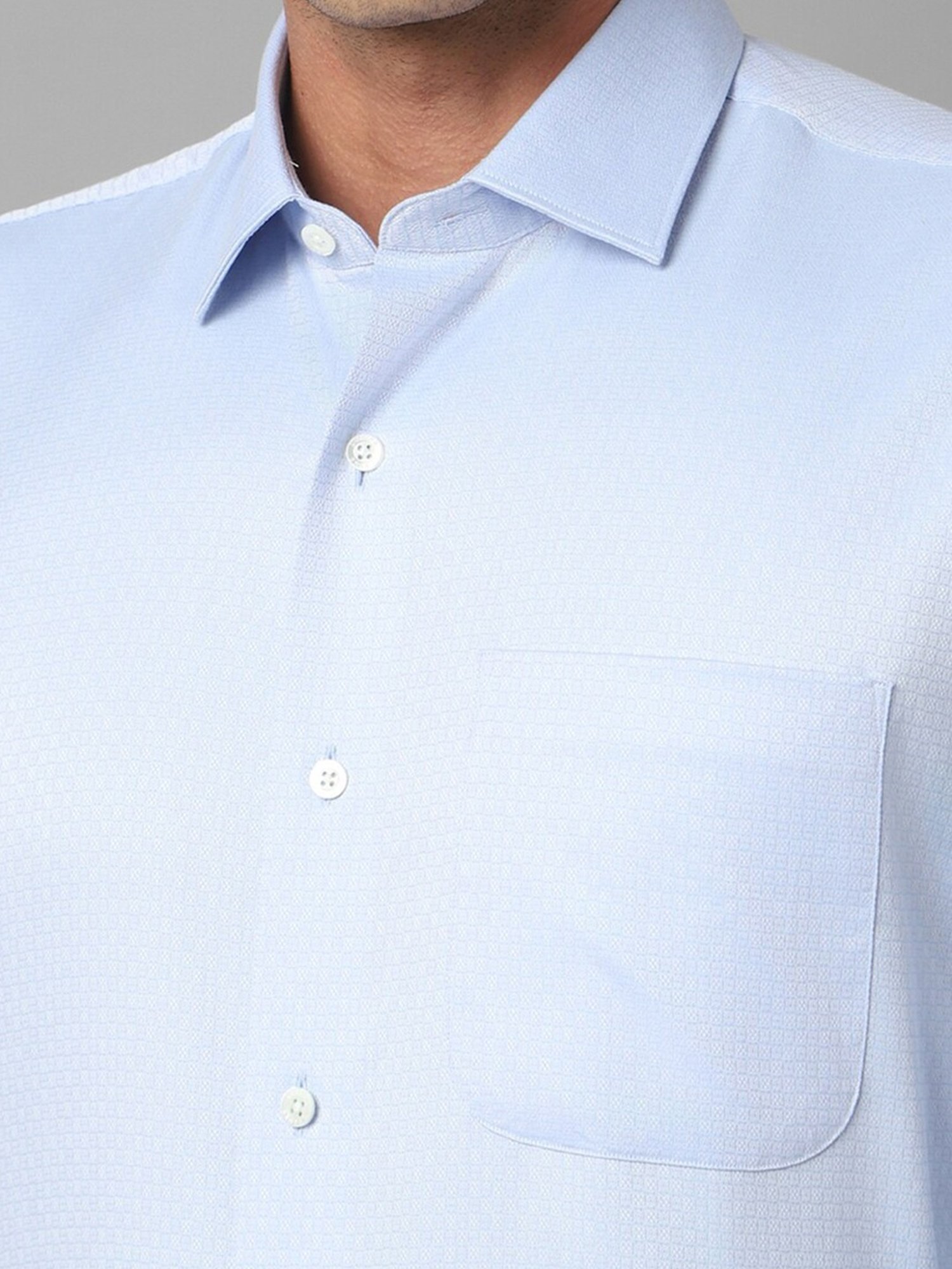 Luxure By Louis Philippe Blue Cotton Regular Fit Self Pattern Shirt